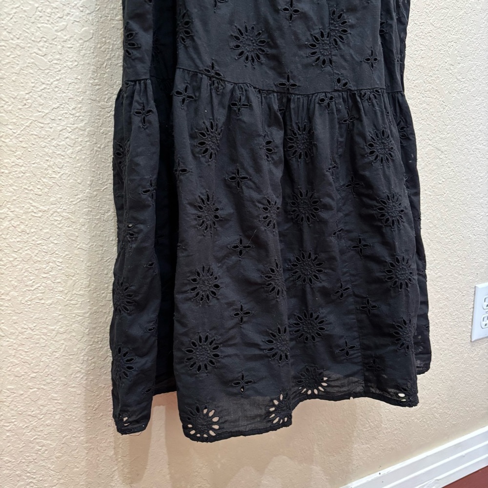 Zara Black Openwork Eyelet Embroidery Dress Size Medium - Picture 9 of 15